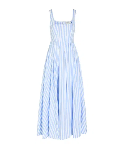 Sportmax Striped Cotton Maxi Dress In Blue