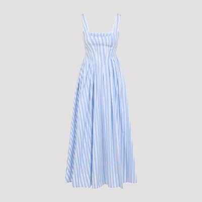 Sportmax Striped Cotton Midi Dress In Blue