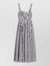 Sportmax Fit-and-flare Cotton-poplin Dress With Square Neckline In Black