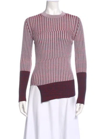 Pre-owned Sportmax Striped Crew Neck Sweater In Pink