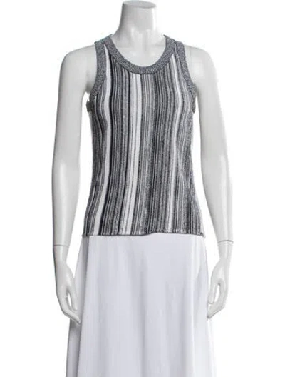 Pre-owned Sportmax Striped Crew Neck Top In Black