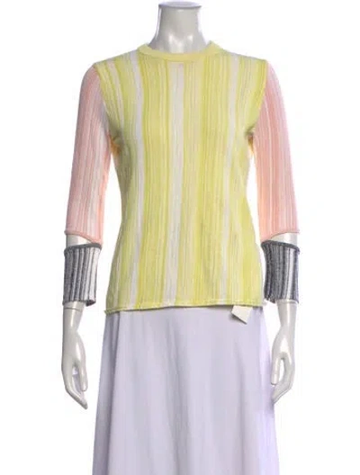 Pre-owned Sportmax Striped Crew Neck Top In Yellow