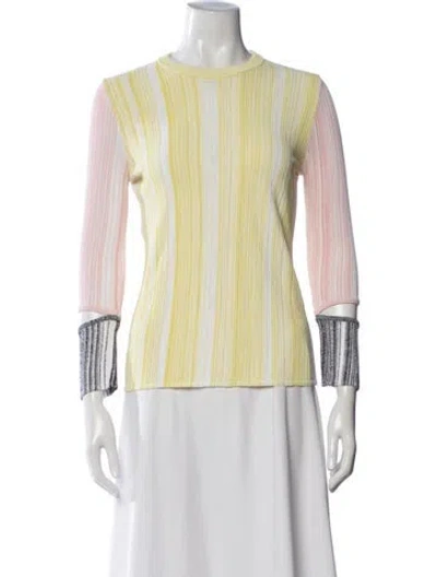 Pre-owned Sportmax Striped Crew Neck Top In Yellow