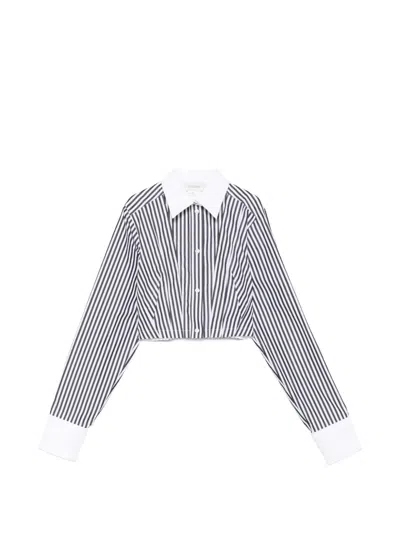 Sportmax Striped Cropped Shirt In Black