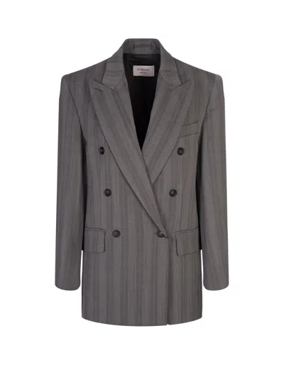 SPORTMAX STRIPED DOUBLE-BREASTED LONG-SLEEVED JACKET