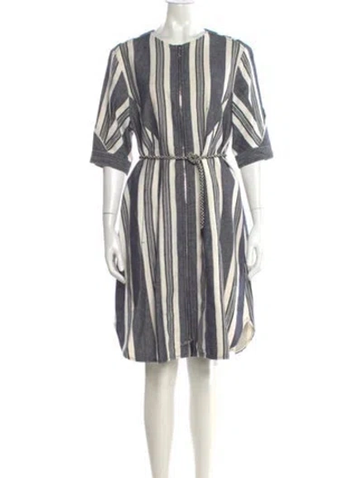Pre-owned Sportmax Striped Knee-length Dress In Blue