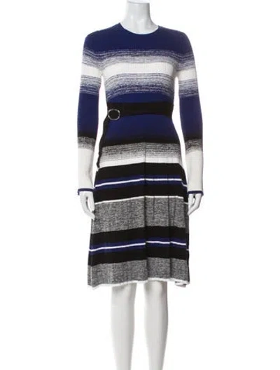 Pre-owned Sportmax Striped Knee-length Dress In Blue