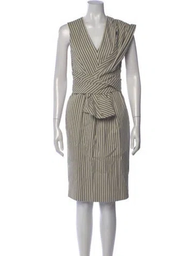 Pre-owned Sportmax Striped Knee-length Dress In Neutral