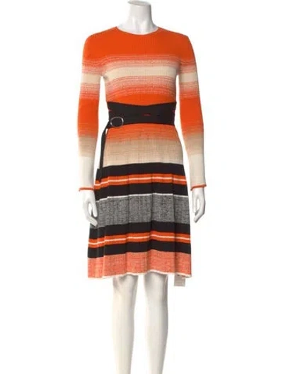 Pre-owned Sportmax Striped Knee-length Dress In Orange