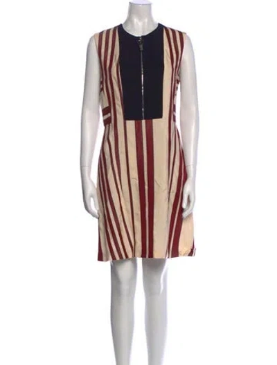 Pre-owned Sportmax Striped Knee-length Dress W/ Tags In Neutral
