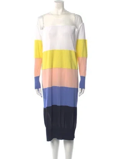 Pre-owned Sportmax Striped Knee-length Dress In Yellow