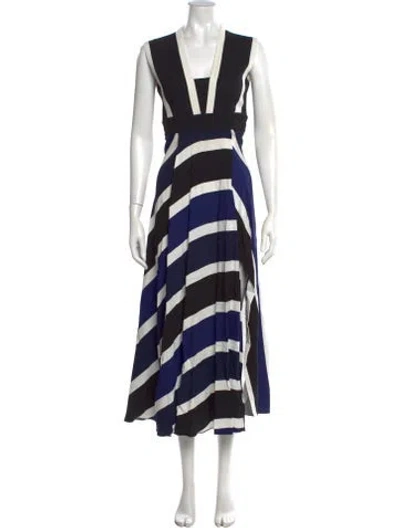 Pre-owned Sportmax Striped Long Dress In Blue