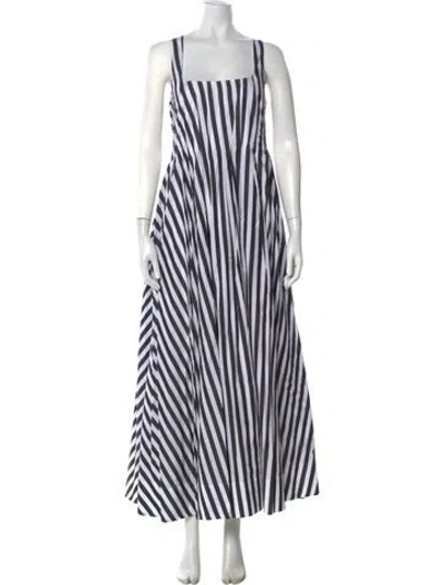 Pre-owned Sportmax Striped Long Dress In White