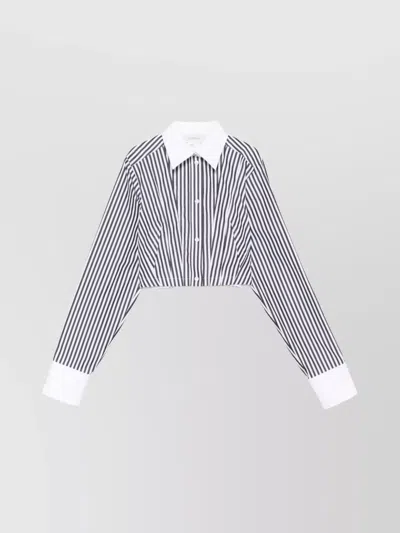 SPORTMAX STRIPED LONG SLEEVE CROPPED SHIRT