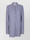 Sportmax Classic Striped Long-sleeve Shirt With Button-down Front In Blue