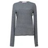 Sportmax Striped Long Sleeve Top In Light Blue Cotton In Blue
