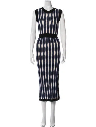 Pre-owned Sportmax Striped Midi Length Dress In Black/blue/neutrals