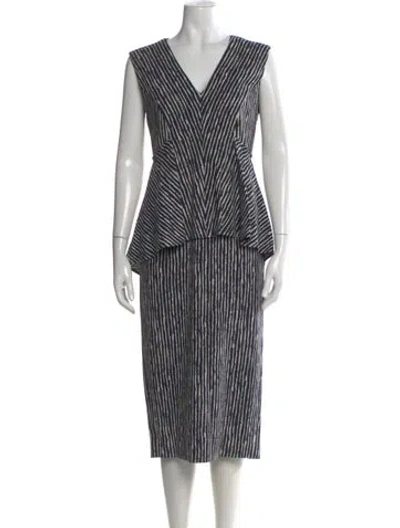 Pre-owned Sportmax Striped Midi Length Dress In Blue