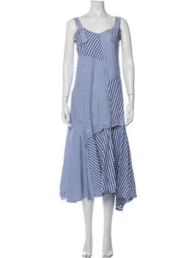Pre-owned Sportmax Striped Midi Length Dress In Blue