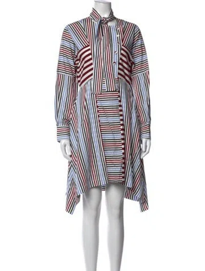 Pre-owned Sportmax Striped Midi Length Dress In Blue