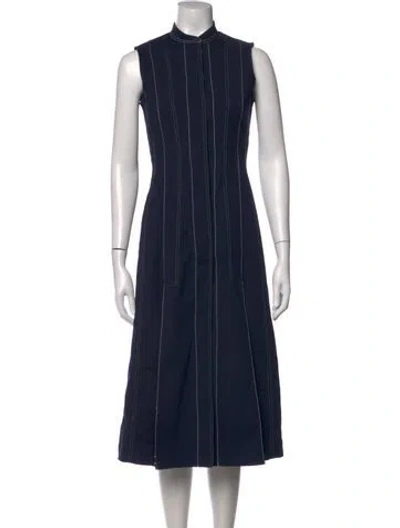 Pre-owned Sportmax Striped Midi Length Dress In Blue