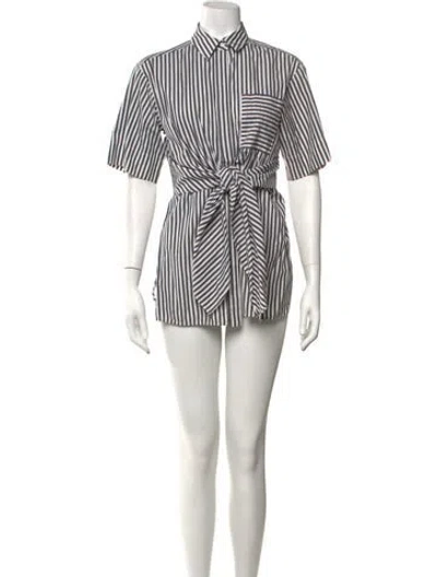 Pre-owned Sportmax Striped Midi Length Dress In White
