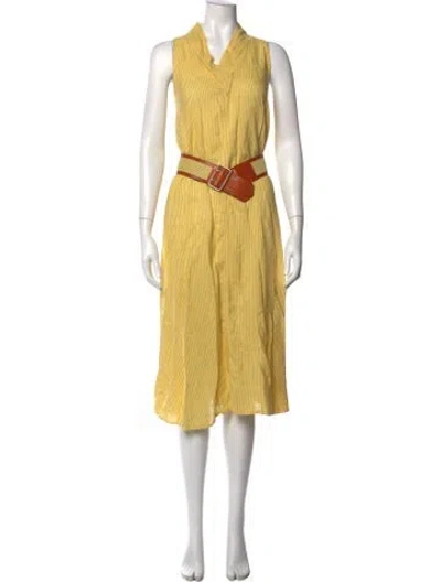 Pre-owned Sportmax Striped Midi Length Dress In Yellow