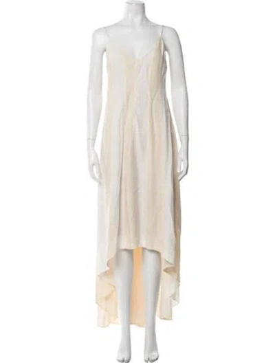 Pre-owned Sportmax Striped Midi Length Dress In Yellow