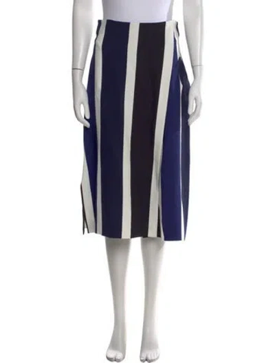Pre-owned Sportmax Striped Midi Length Skirt In Blue