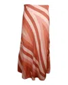 Sportmax Striped Midi Skirt In Peach Silk In Orange