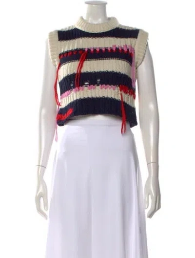 Pre-owned Sportmax Striped Mock Neck Sweater In Multi