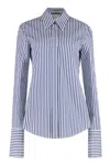 Sportmax Striped Collared Shirt Cuffed Sleeves In Blue