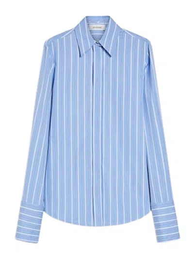 Sportmax Striped Poplin Shirt In Blue