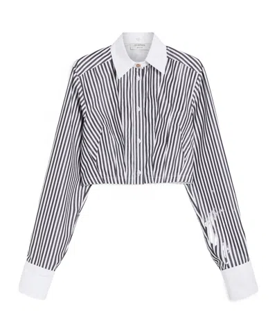 SPORTMAX STRIPED POPLIN CROPPED SHIRT