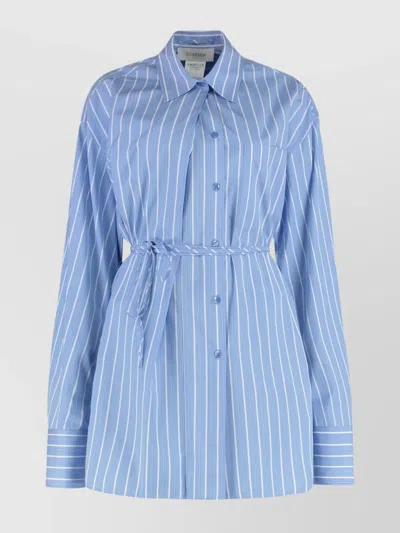 SPORTMAX STRIPED SHIRT WITH COLLAR AND WAIST TIE