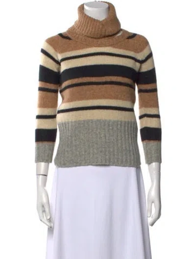 Pre-owned Sportmax Striped Turtleneck Sweater In Neutral