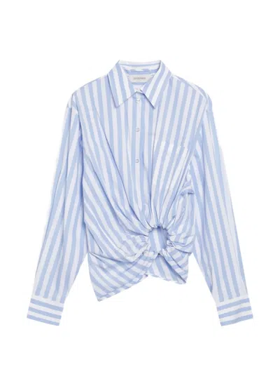 Sportmax Palmizi Striped Knotted Shirt In Blue