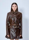 Sportmax Structured Coated Jacket In Brown