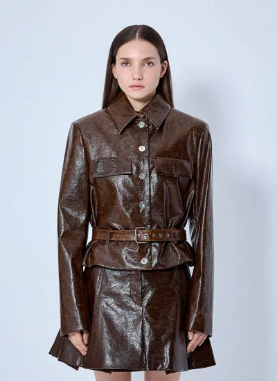 Sportmax Structured Coated Jacket In Brown