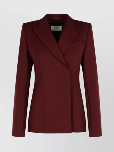 Sportmax Structured Double-breasted Jacket Back Vent In Burgundy