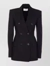 Sportmax Structured Double-breasted Longline Jacket With Button Detailing In Blue