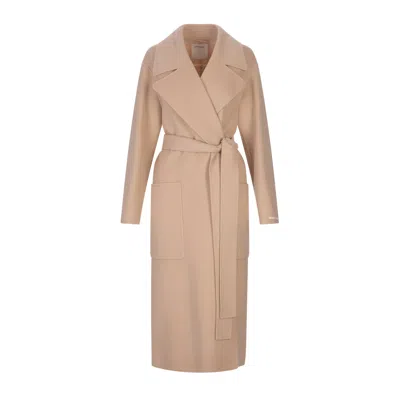 Sportmax Stylish Pocketed Slit Dress In 100% Virgin Wool In Brown