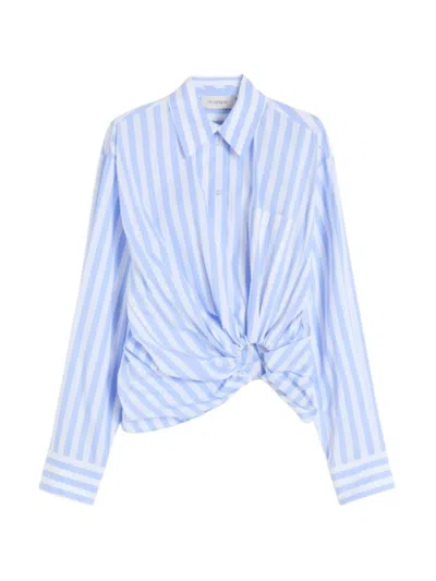 Sportmax Palmizi Striped Knotted Shirt In Blue
