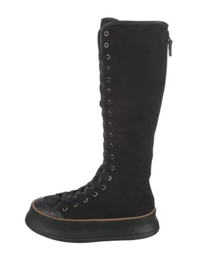 Pre-owned Sportmax Suede Lace-up Boots In Black