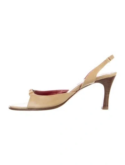 Pre-owned Sportmax Suede Slingback Sandals In Brown