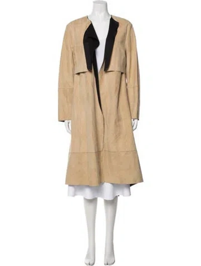 Pre-owned Sportmax Suede Trench Coat W/ Tags In Neutral