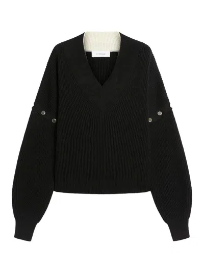 SPORTMAX SUÉTER CON CUELLO DE PICO - NEGRO