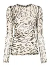 Sportmax Animalier Print Sheer Long Sleeve Top In Beige