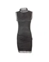Sportmax Fitted Mini Dress With Textured Mesh Overlay In Black