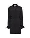 Sportmax Waist Belt Long Sleeve Dress With Tie Detail In Black